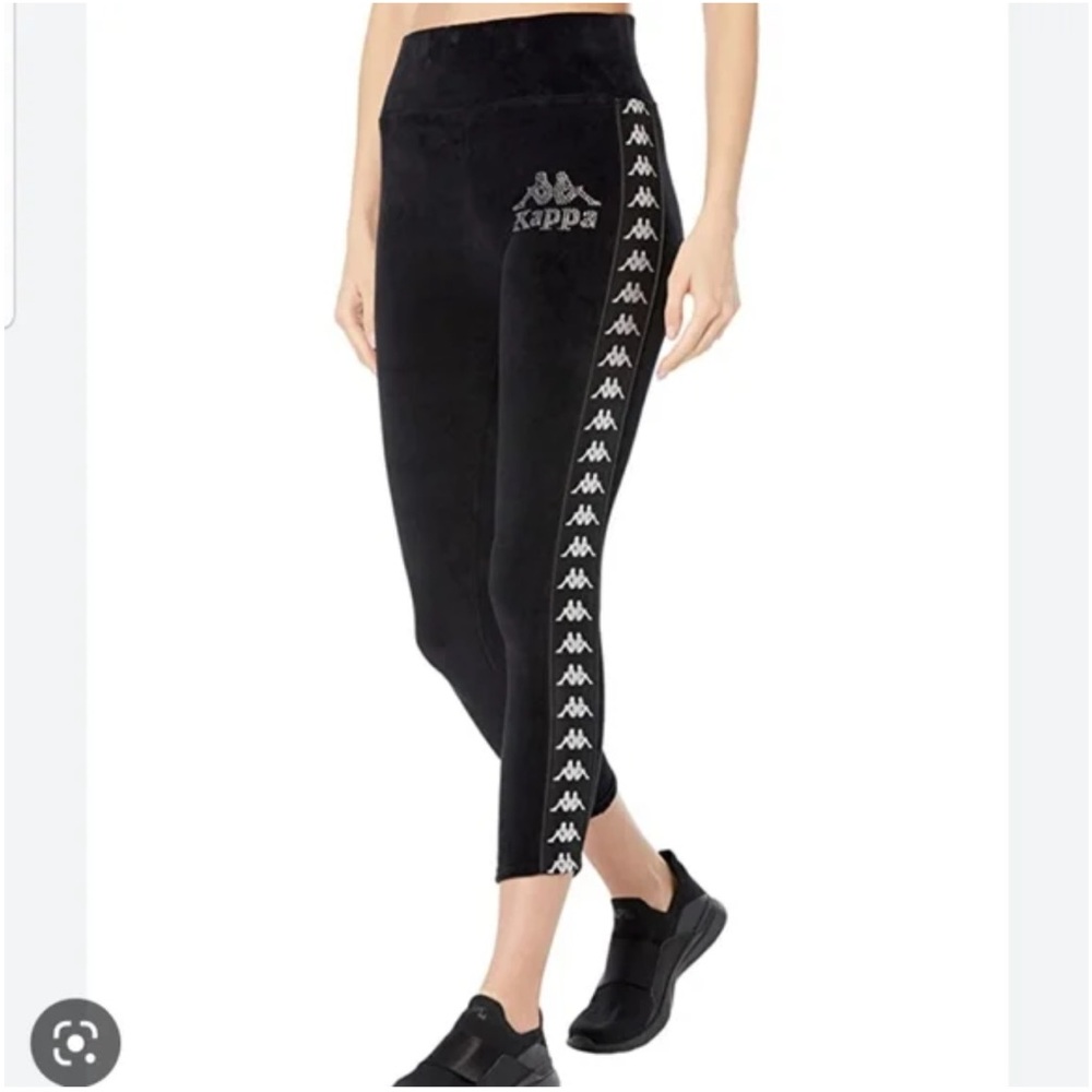 Kappa Black and White Logo Leggings size Medium